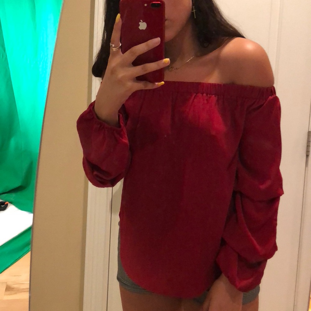 Red off the shoulder top